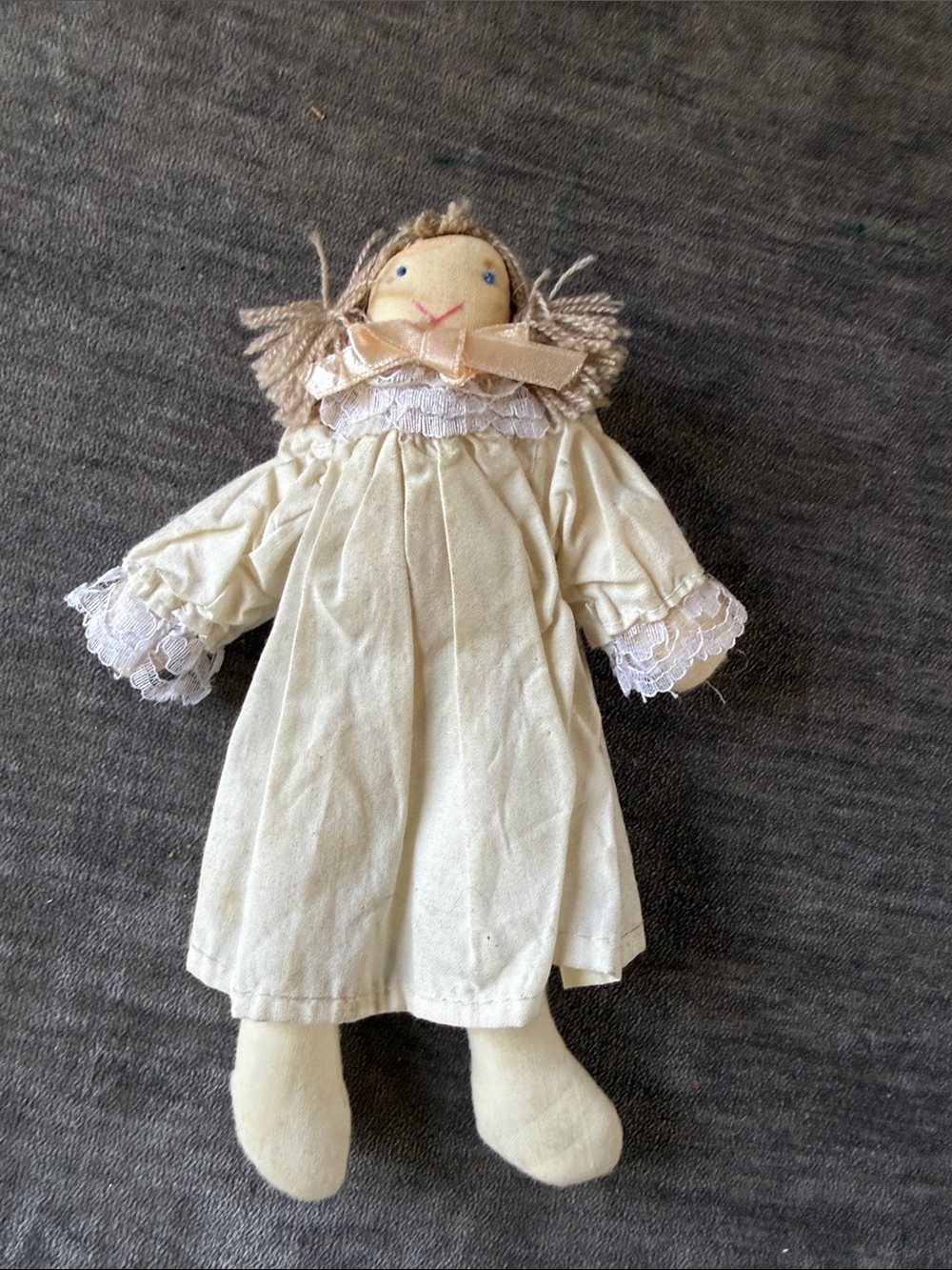 Handmade Cream Cloth Rag Doll with Lace Dress